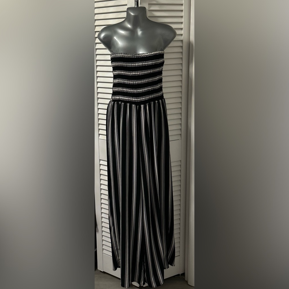 Mlle Gabrielle Summer Strapless Striped lightweight pants romper